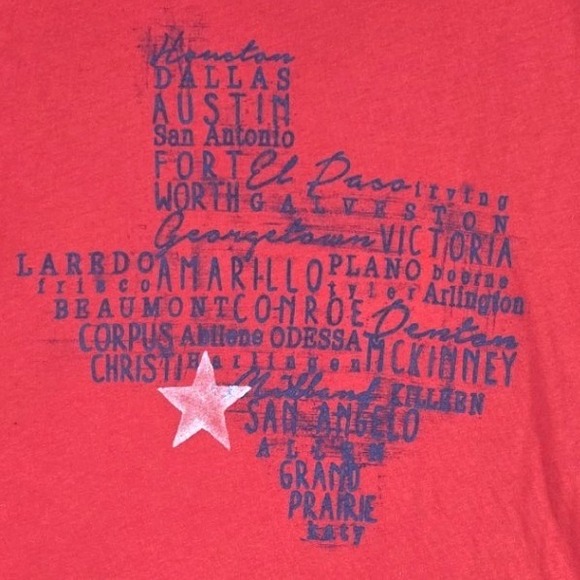 Unbranded Tops - Unbranded Texas City Map Graphic Tee Womens XXL Red Short Sleeve T-Shirt